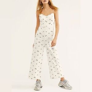 Free People Lights Off floral embroidered cord jumpsuit. 🤍